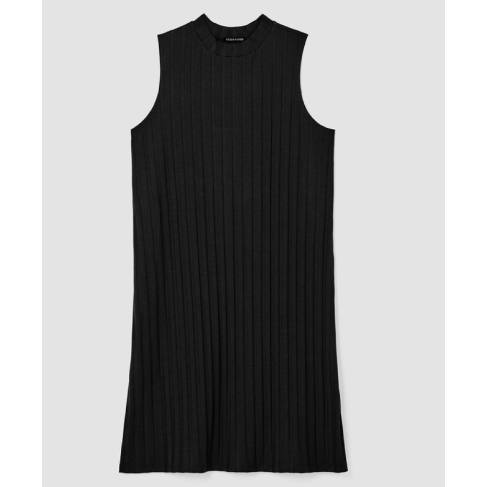 Eileen Fisher Wide Rib Stretch Mock Neck Tunic Dress